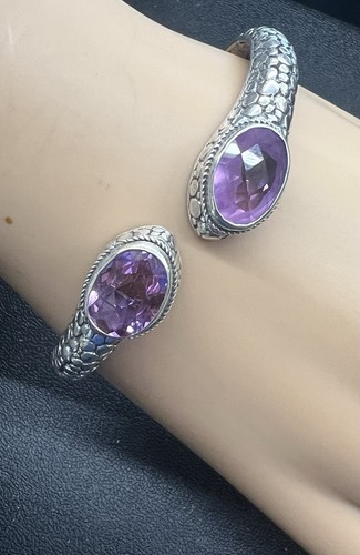 Bracciale Sarda Artigiano di Bali Argento Sterling 925 Pietra Viola Gemma 27,6G