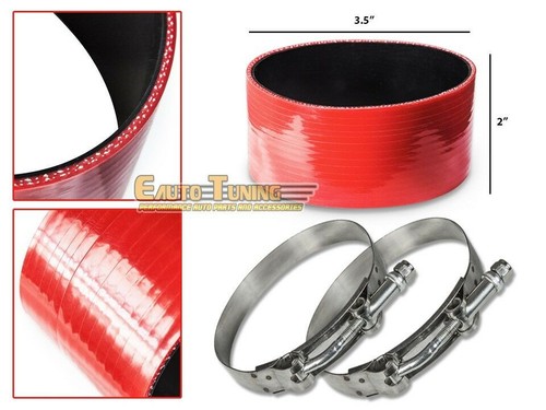 3.5" Silicone Intercooler Pipe Straight Coupler RED +T-Bolt Clamp For Isuzu/Kia - Picture 1 of 1