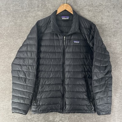 Patagonia Jacket Mens Large Black Down Puffer Full Zip Lightweight Pockets 84674