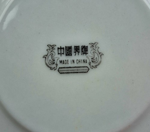 Vtg White Saucer Bone China Gray Scrolls And Leaves Platinum Trim Set of 4 - Picture 8 of 12