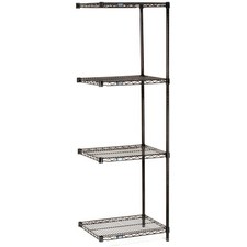 Nexel Black Epoxy 4 Tier Wire Shelving Add-On Unit 24"W x 18"D x 54"H