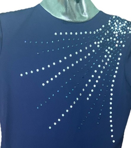 Skate/ Dance Navy Hologram Black Silver Rhinestones Small - Picture 2 of 3