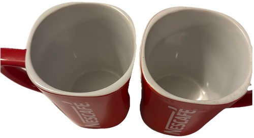 Lot Of 2 Nescafe 11oz.  Coffee Tea Mug Red & White by Nestle Square Ceramic VGC - Picture 2 of 4