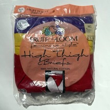 VTG 90s FRUIT OF THE LOOM High Thigh Brief Granny Panties Size 8 3 PAIR NOS