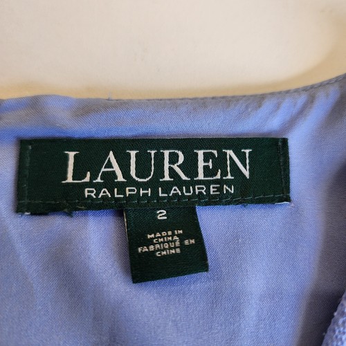 Ralph Lauren Blue Burgundy White Floral Faux Wrap Flutter Sleeve Dress Sz 2 - Picture 2 of 17