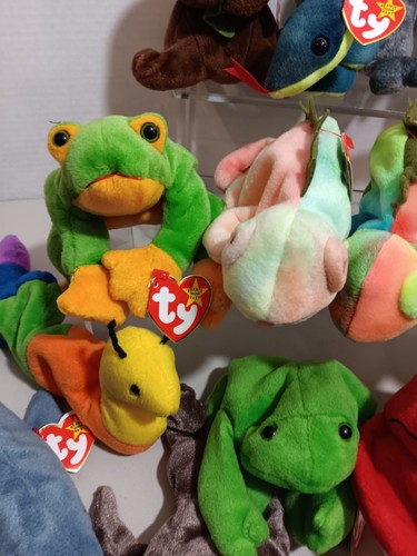 Konvolut 25 Stk. TY Beanie Babys Sea-Life Frösche Reptilien Robben Paket #6 mit Etikett - Bild 7 von 12