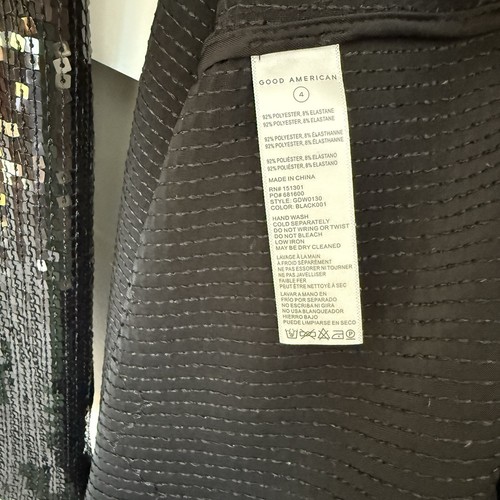 Good American Dress Black Sequin New 4 Glam Bodycon Designer Party Formal - Picture 8 of 9