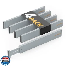 SpaceAid 4 Pack Bamboo Drawer Dividers with Labels, Kitchen Adjustable Drawer