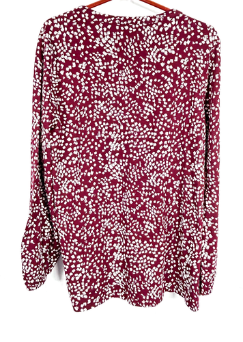 Chicos 1 Size 8 Top Notch Neck Embroidered Long Sleeve Deep Chianti Print NEW - Picture 5 of 9