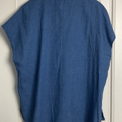 Celtic & Co Women's Linen Cotton Shirt UK 14 Blue Buttoned Blouse Slouchy Loose - Picture 6 of 10