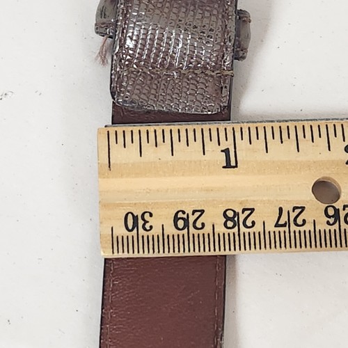 VTG Brown Leather Top Grain iguana steer hide dressy Belt 42 solid Brass Buckle - Picture 7 of 14