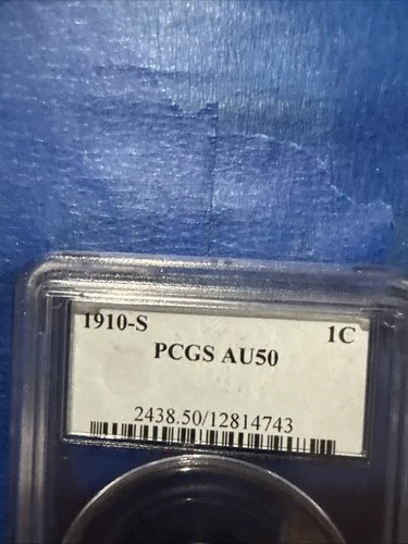 1910-S Lincoln Cent Wheat Graded by PCGS AU50