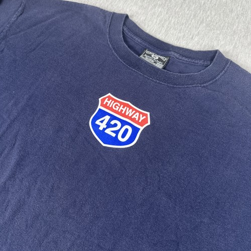 Highway 420 Steve & Barrys Blue Long Sleeve T-Shirt Sz Men’s Large Vintage Y2K