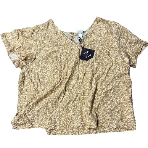 Ava & Viv Women's Plus Size Leopard Print Short Sleeve Blouse - Size 3X - NWT