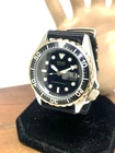 Seiko Men's Watch 7N36-6A29 Quartz Vintage Diver Black Dial Day Date Nylon Strap