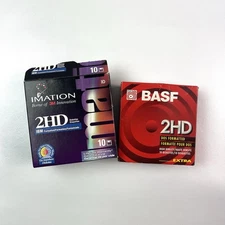 Lot of 2 Imation & BASF 3.5” 2HD Floppy Disks 10-Pack Boxes Used Incomplete