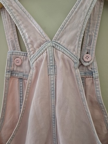 Gap Kid's Vintage Pink Bleached Blue Jean Denim Jumper Dress Eyelet Trim XL 12  - Picture 5 of 10