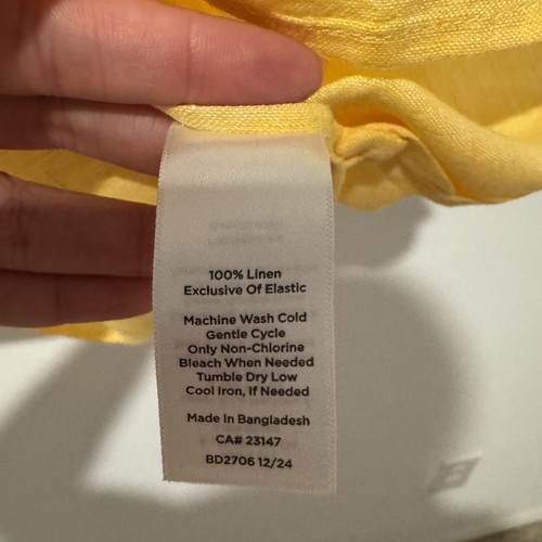 Talbots Yellow Linen Long Sleeve V Neck Blouse Top Size L - Picture 6 of 7