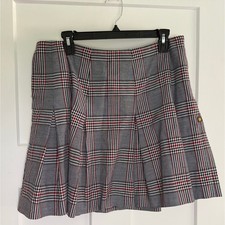 Dennis Uniform School High Waist Box Pleat Skirt Baldwin Plaid JUNIORS 15