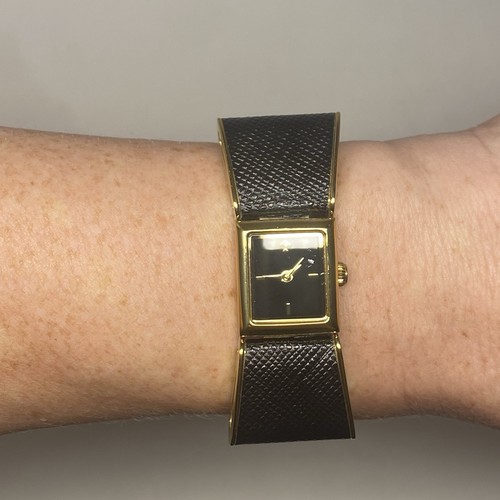 Kate Spade Kenmare Bow Watch, Gold And Blace, Leather Strap, 3ATM 0899, Running - Picture 3 of 11