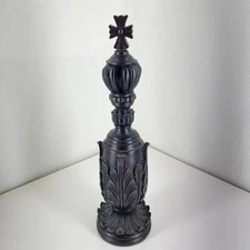 Large 15" King Chess Piece Black with Rose Gold Finial Hemispheres