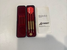 Vintage New 1970's Accudart Brass-Aluminum-Steel Dart Set W/Flights Case..B80