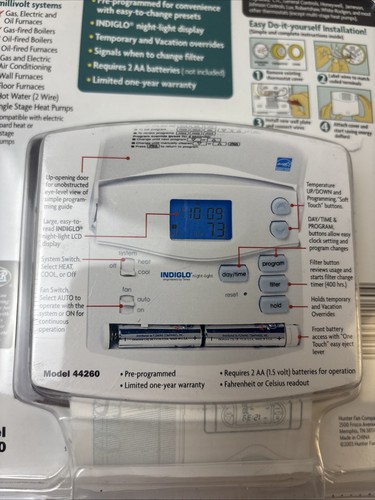 Hunter 44260 Set and Save 5+1+1 Programmable Thermostat - White - Picture 4 of 6