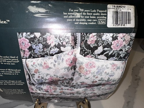 Sheet Set 3 Piece Twin Lady Pepperell Fitted Flat and Pillowcase No Iron USA New - Picture 2 of 12