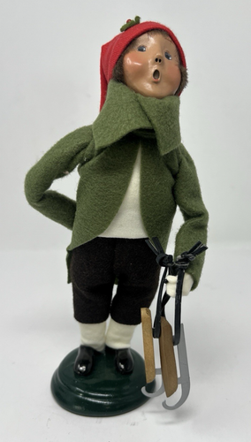 Byers Choice Ltd The Carolers Junge mit Schlittschuhen 1998 Weihnachten Urlaub