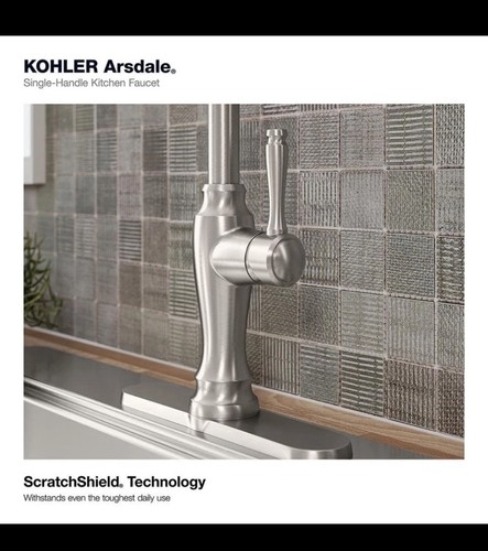 KOHLER Arsdale Kitchen Faucet w/ Swing Spout and Sidespray in Vibrant Stainless - Picture 6 of 8