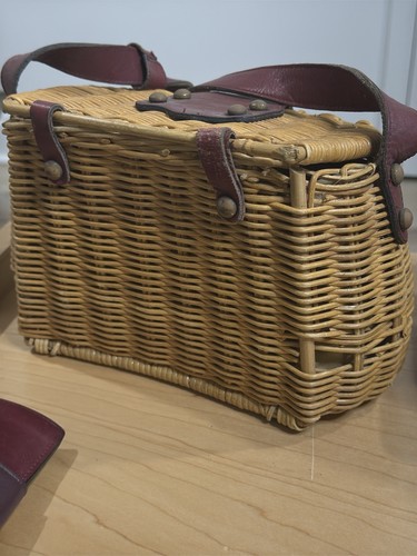 Vintage Etienne Aigner Weidenleder Top Griff Handtasche Korb Tasche & Geldbörse Posten - Bild 12 von 17