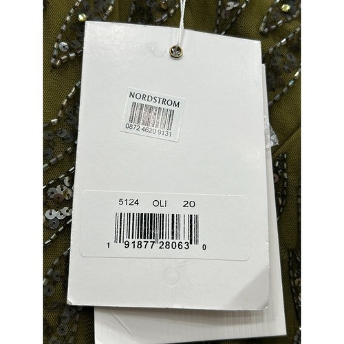 Neu mit Etikett Mac Duggal 5124 Damen olivgrün Perlen Langarm Abendkleid Größe 20 - Bild 24 von 24