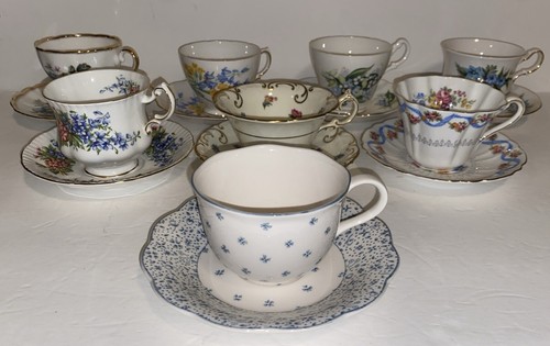 Vintage Lot Of 8 China Tea Cup Saucers Sets Party, Teas, Showers-TCL7