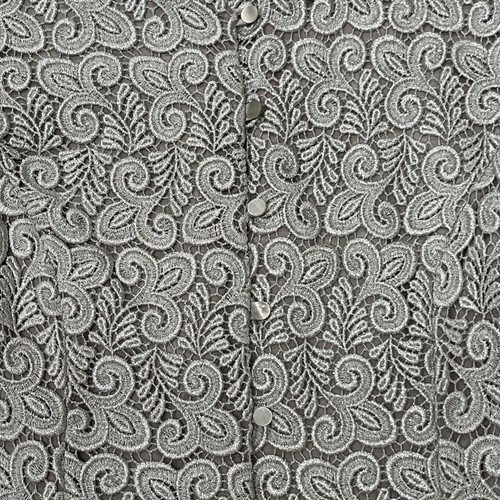 Talbots PETITES Sz 8 Womens Lined Jacket Formal Wedding Metallic Lace Silver - Picture 2 of 11