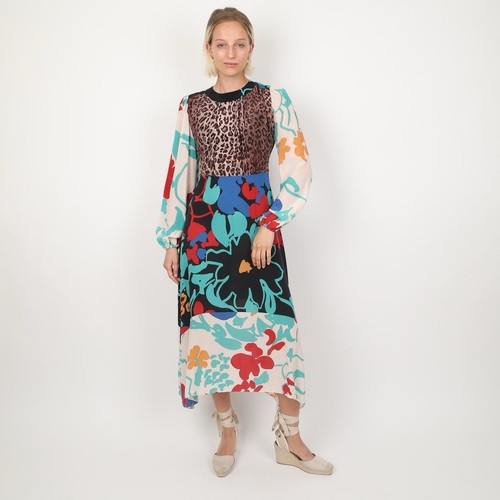 RIXO silk leopard and floral print midi Dress size M RRP £315 - Picture 5 of 20