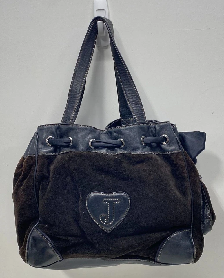 Borsa donna Juicy Couture nera con ricamo e manico superiore - Immagine 2 di 4