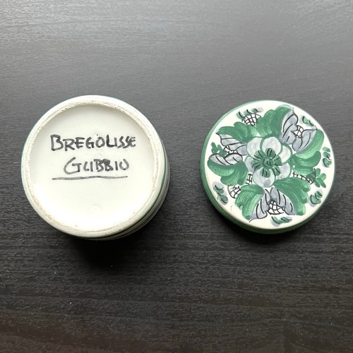 Handbemalte italienische Majolika Schmuckschatulle-Bregolisse Gubbio Keramik Blumendeckel - Bild 5 von 7