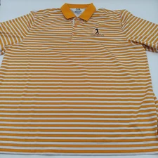 Cutter & Buck Polo Shirt Mens 2XL Orange Striped Embroidered Golf Tee