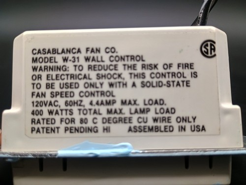 CASABLANCA Ceiling Fan W-31 W31 Inteli-Touch Wall Control Switch TESTED - Picture 6 of 6