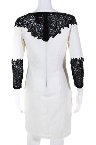 Laundry by Shelli Segal Womens Knit Lace Sheath Dress White Size 2 - Picture 3 of 6