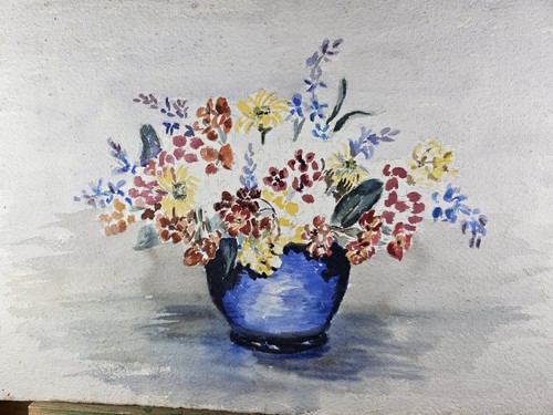DOUBLE SIDED ORIGINAL WATERCOLOR STILL LIFE AND FLOWERS BY MOLLIE WALLACE - Picture 14 of 24