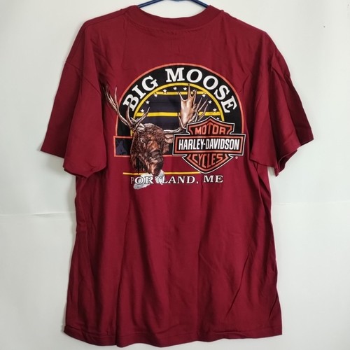 Vintage 1995 Harley Pride T-shirt Maroon Red 90s Maine Biker 22x30 Large - Picture 7 of 8
