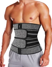 Mens Workout Waist Trainer Corset Neoprene Sauna Sweat Trimmer Cincher Belt E...
