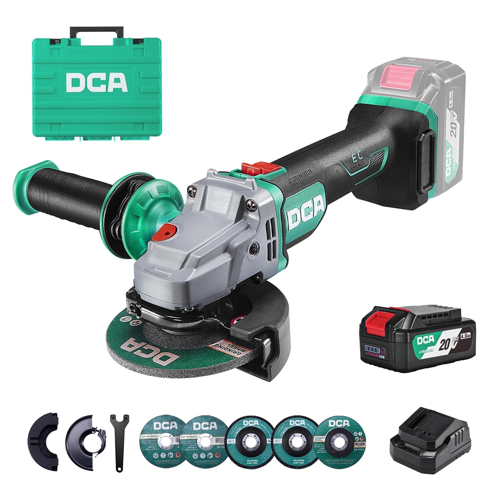 Smerigliatrice Batteria 20V Brushless Ø125mm 4.0Ah | Taglio Metallo Professional