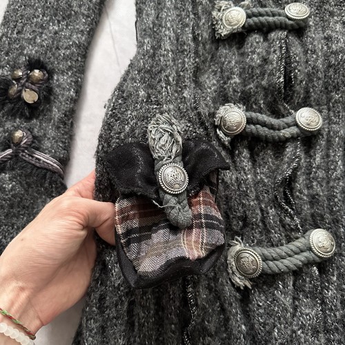 Gothic Punk Napoleon Faux Fur Cardigan Sweater Zone Bleue Sarah Pacini Vibe - Picture 8 of 14