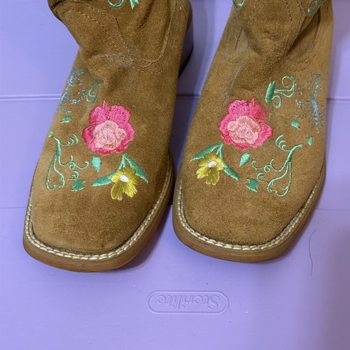 Roper Brown Floral Embroidered Boots Womens 7.5 Cowgirl Country Western Festival - Picture 3 of 9