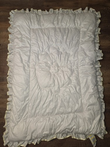 Trapuntino vintage bambino Quiltex raso coperta trapuntata pastello coniglietti carino giallo - Foto 7 di 10
