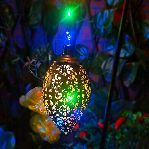 Linterna Solar Multicolor Luces LED Lámpara Metal Impermeable Jardín Colgante Decoración - Imagen 6 de 13