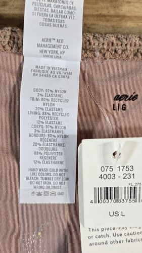 Aerie Neu mit Etikett braun String seitlich gefüttert Sommer Schwimmen Bikinihose Größe L - Bild 11 von 14