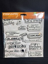 Fiskars NEW Simple Stick Cling Stamps - Birthday Cheer - Set Of 18